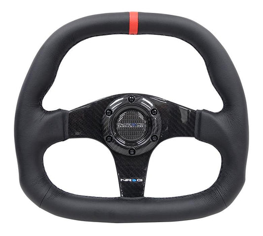 Carbon Fiber Flat Botton Leather Wheel