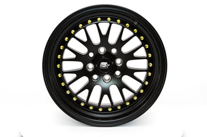 15" MT10 Matte Black W/Gold Rivets