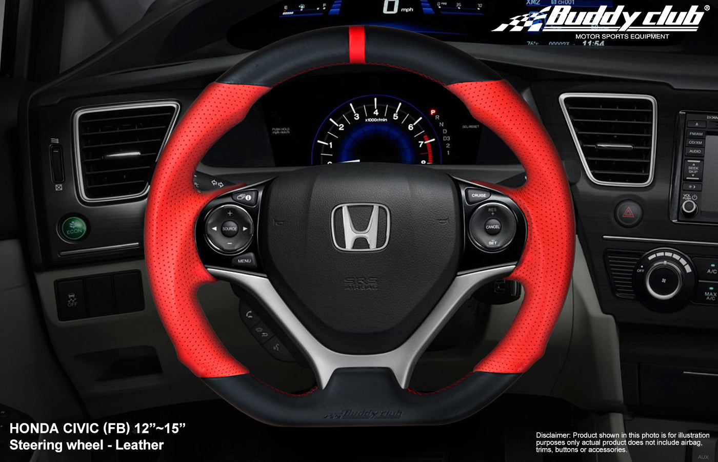 Buddy Club Wheel 9th Gen Civic - Black/Red Leather