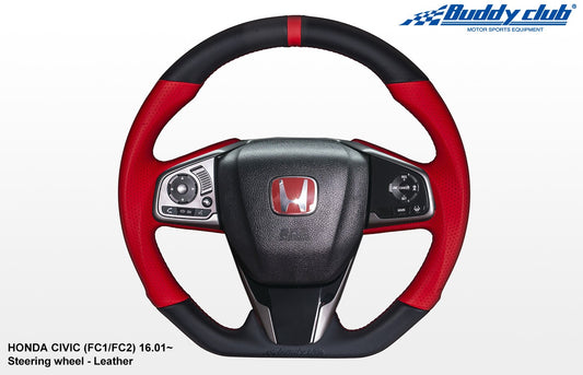 Buddy Club Wheel 10th Gen Civic - Black/Red Leather