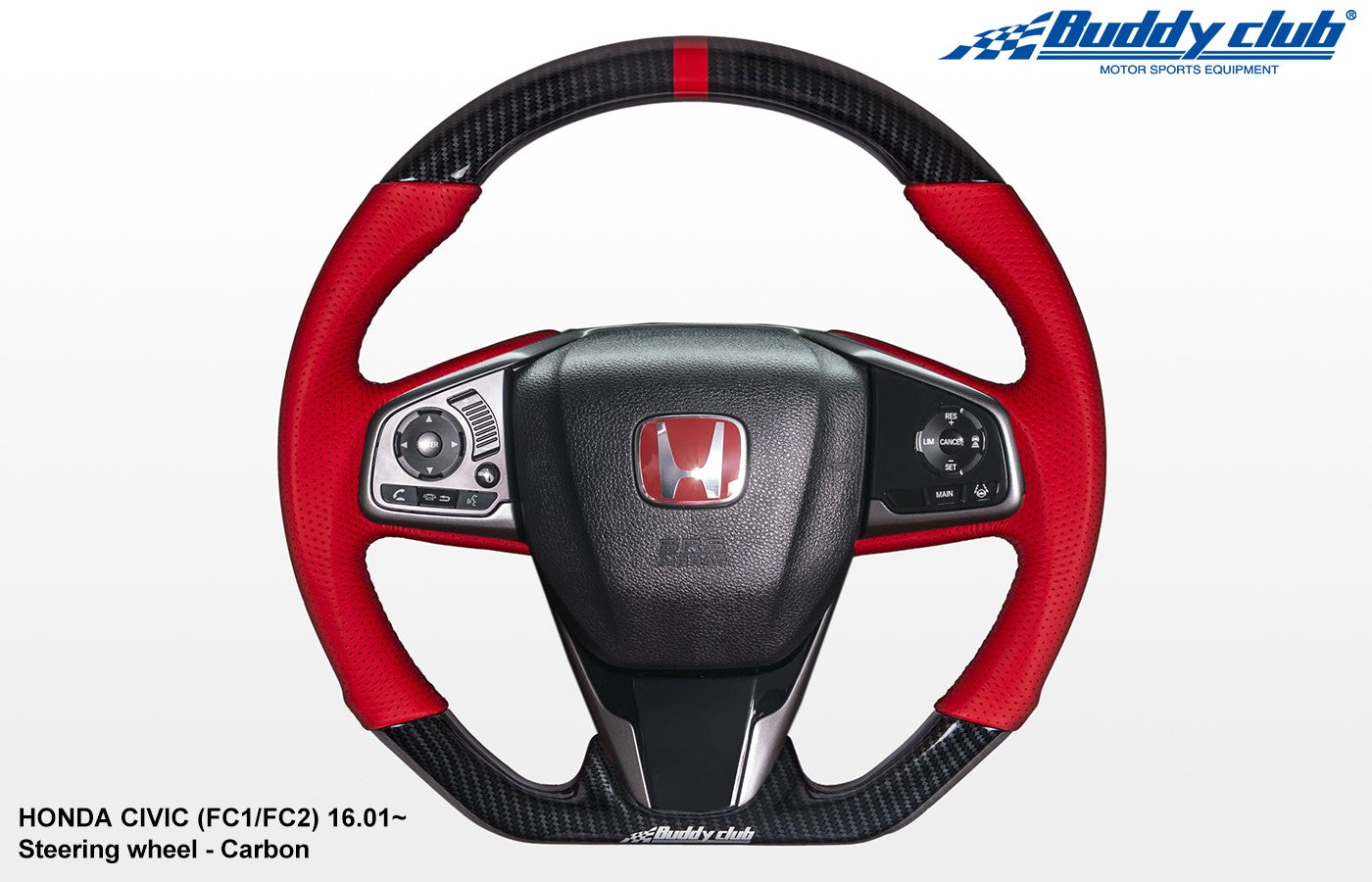 Buddy Club Wheel 10th Gen Civic - Carbon/Red Leather