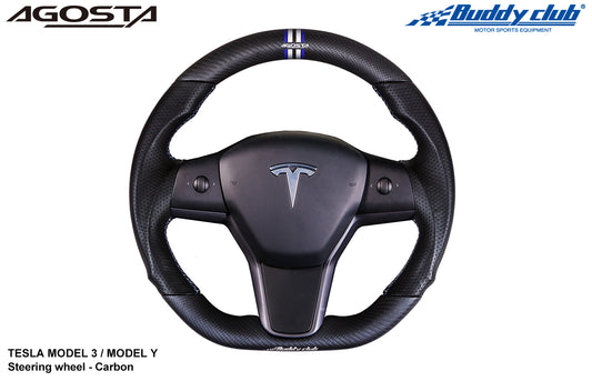 Buddy Club Wheel Tesla Model 3 & Y - Carbon/Black Leather