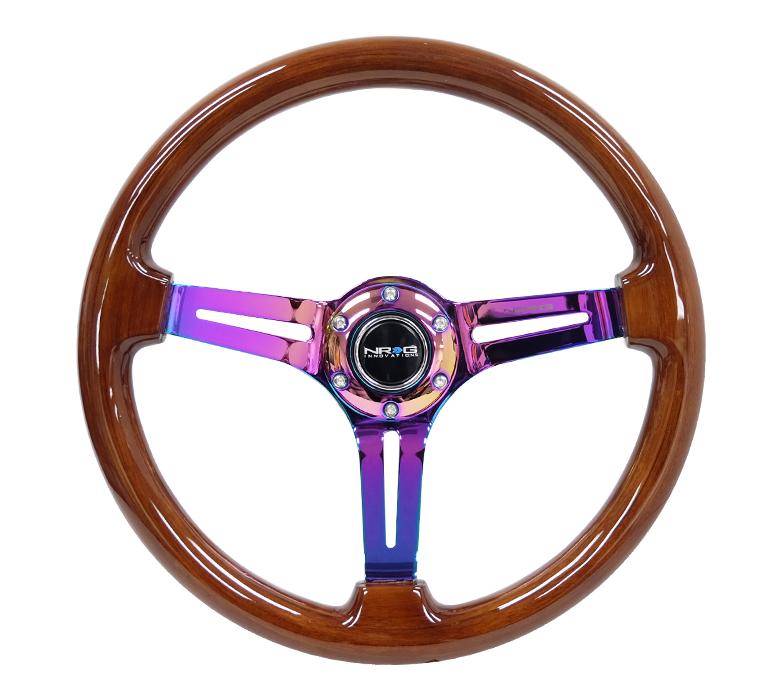 350MM 3" Deep Dish W/Slits Woodgrain Wheel