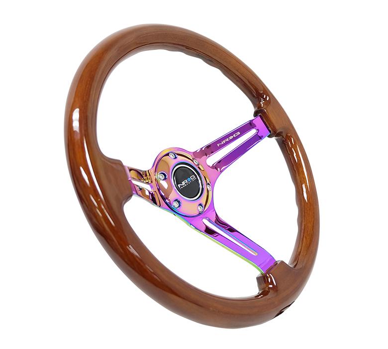 350MM 3" Deep Dish W/Slits Woodgrain Wheel